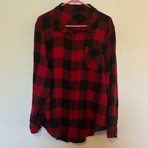 torrid Red and Black Plaid Button-Down Shirt